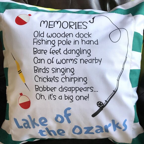 Lake House Pillow Cover, 18x18: Lake of Ozarks Boating Fishing Cabin Decor - Picture 3 of 8